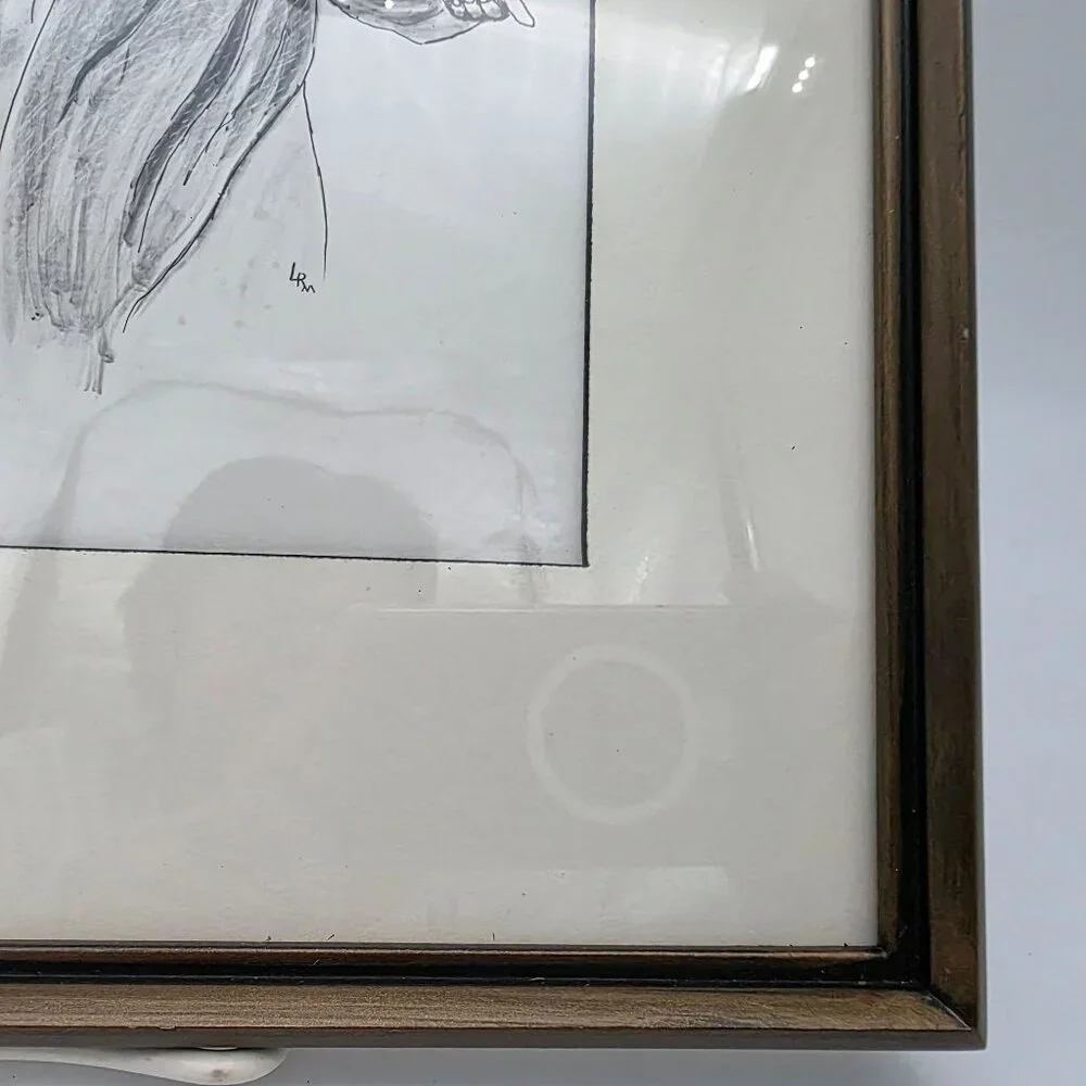 Framed Black & White Samuel Seabury Illustration Original Wooden Frame 11.5